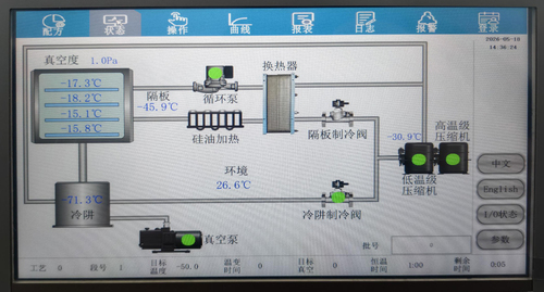 S50 材料冻干机控制系统操作界面